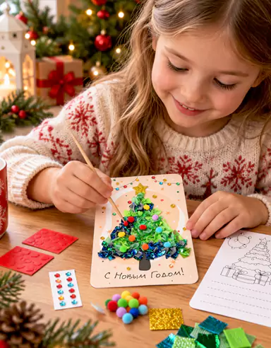 Dreidimensionales Weihnachtsaufkleber-Bastelset für Kinder